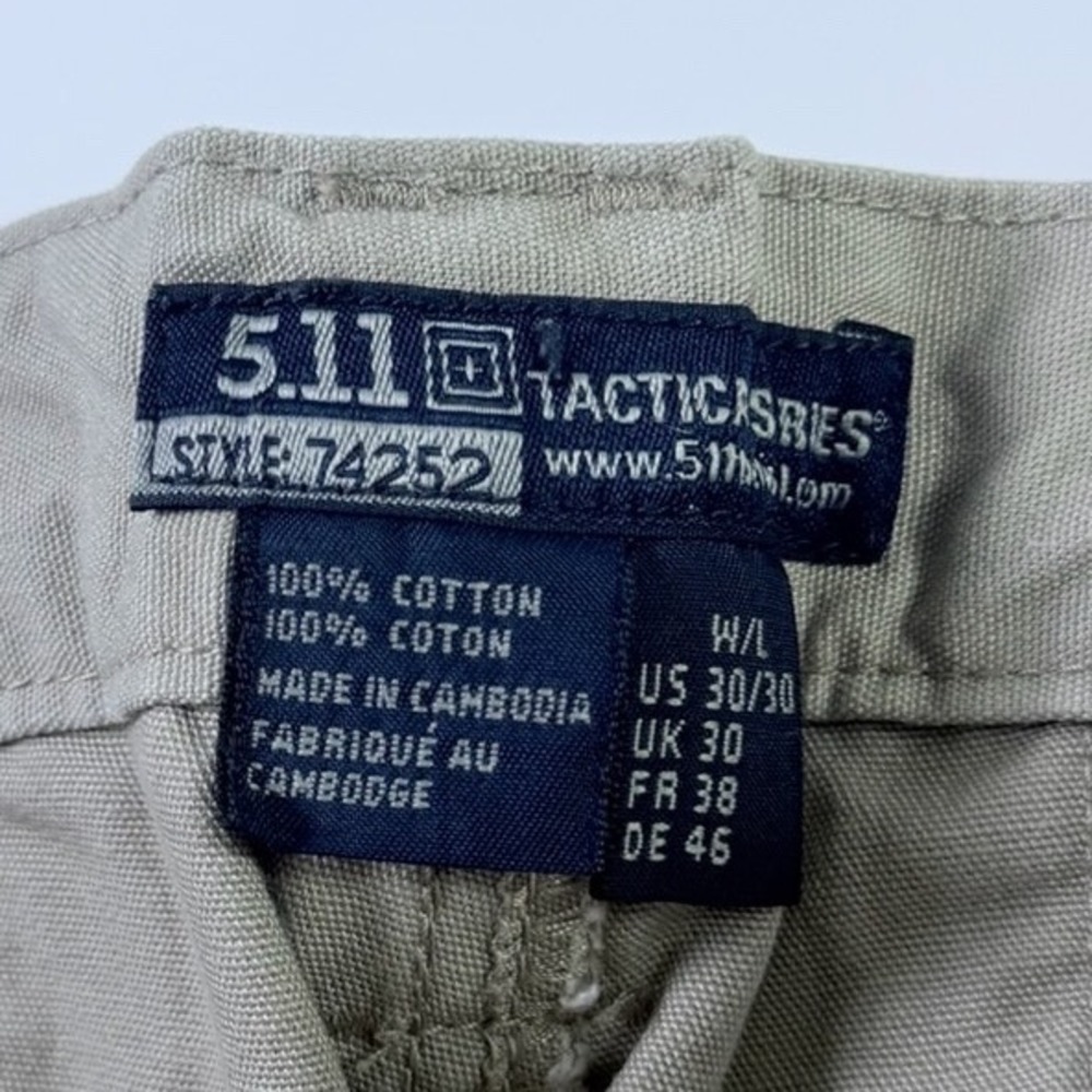 5.11 Tactical Series 74252 Mens Khaki Cotton Canvas Cargo Pants 30x30 Tan - Picture 2 of 10